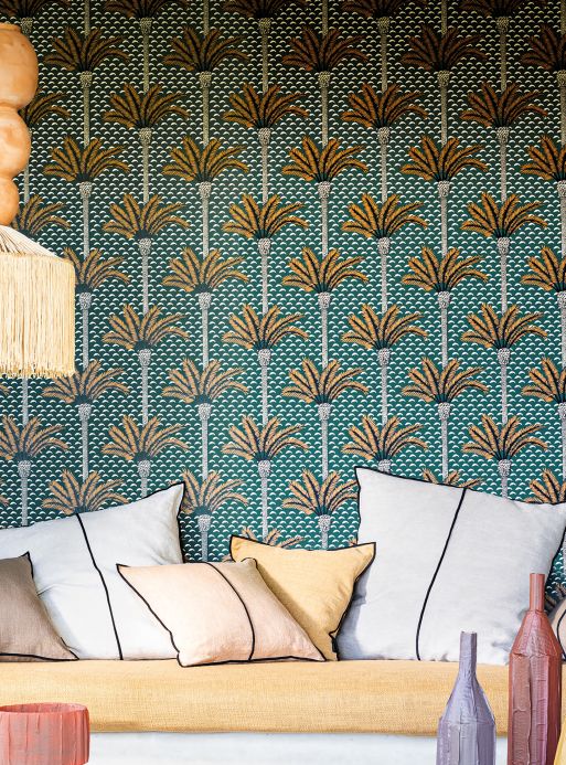 Art Deco Wallpaper Wallpaper Palm Luxe blue green Room View