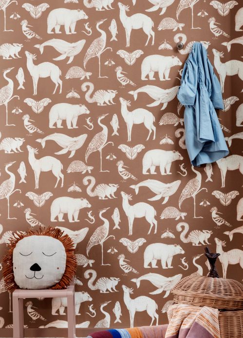 Bird Wallpaper Wallpaper Animal beige brown Room View