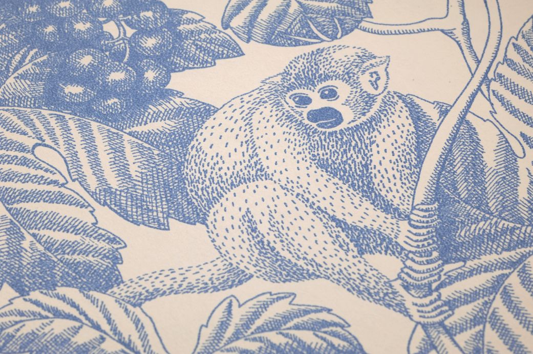 Papel de parede com macacos Papel de parede Grape Thief azul distante Ver detalhe