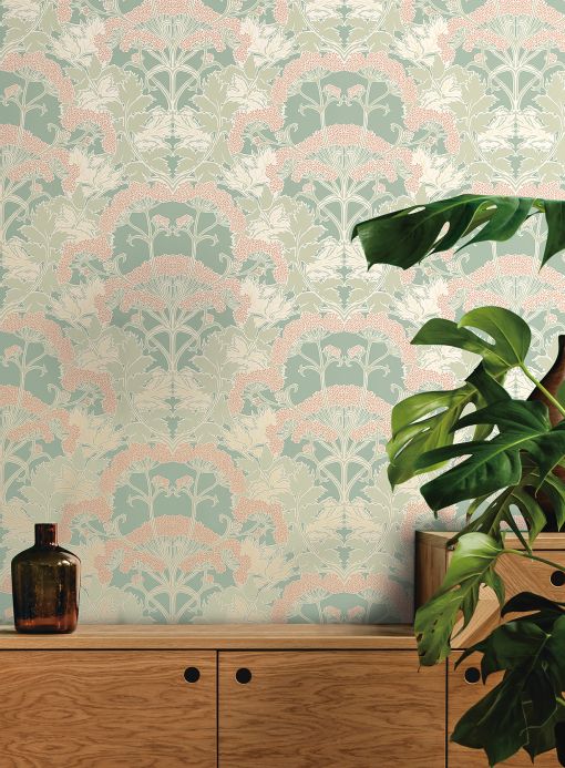 Cream Wallpaper Wallpaper Zarabia reseda-green Room View
