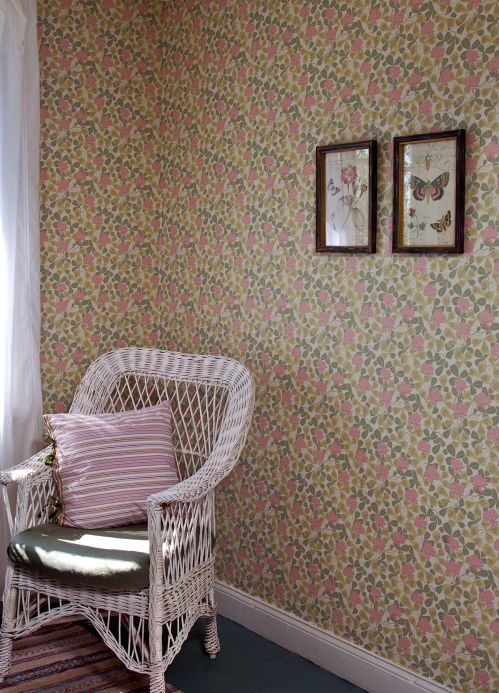 Papel pintado floral Papel pintado Ludivine rosa claro Ver habitación