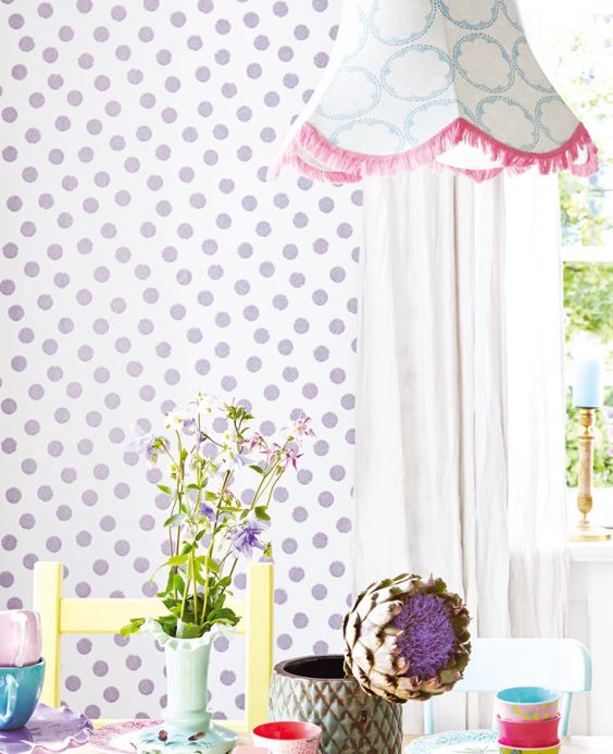 Geometric Wallpaper Wallpaper Corbetta blue purple glitter Room View