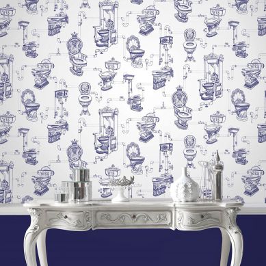 Wallpaper Toilet Heaven sapphire blue Room View