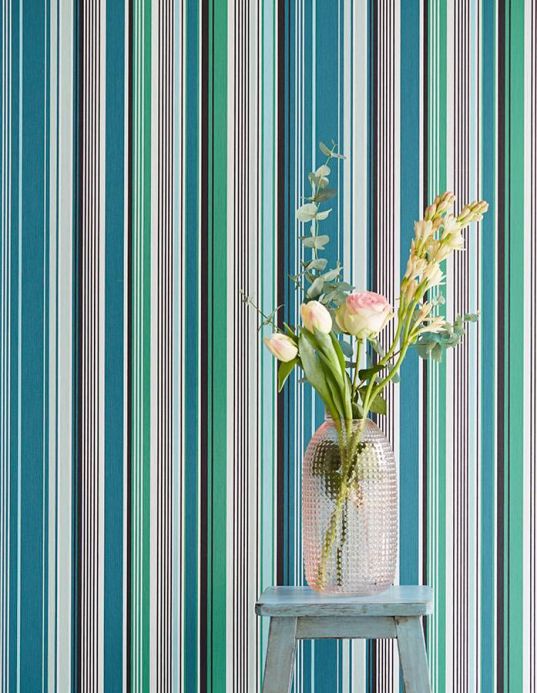 Striped Wallpaper Wallpaper Sinja shades of green Room View