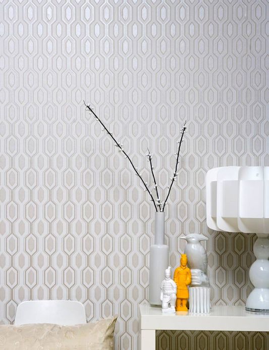 Geometric Wallpaper Wallpaper Marais cream Room View