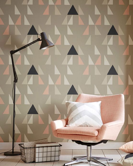 Geometric Wallpaper Wallpaper Deneris light pink Room View