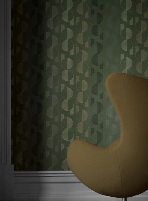 Geometric Wallpaper Wallpaper Euphoria olive green Room View