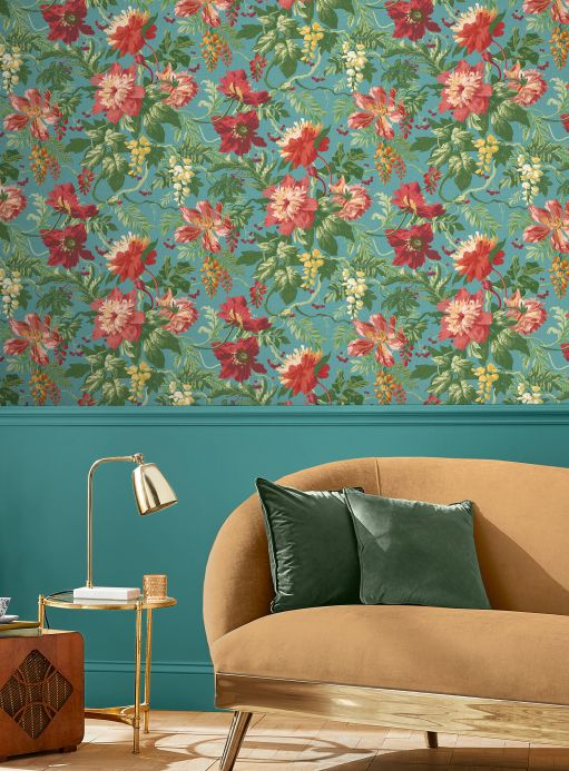 Wallpaper Wallpaper Belorizonte turquoise blue Room View