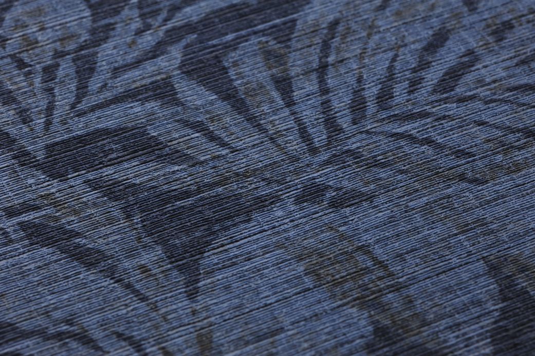 Botanische Tapeten Tapete Moa Taubenblau Detailansicht