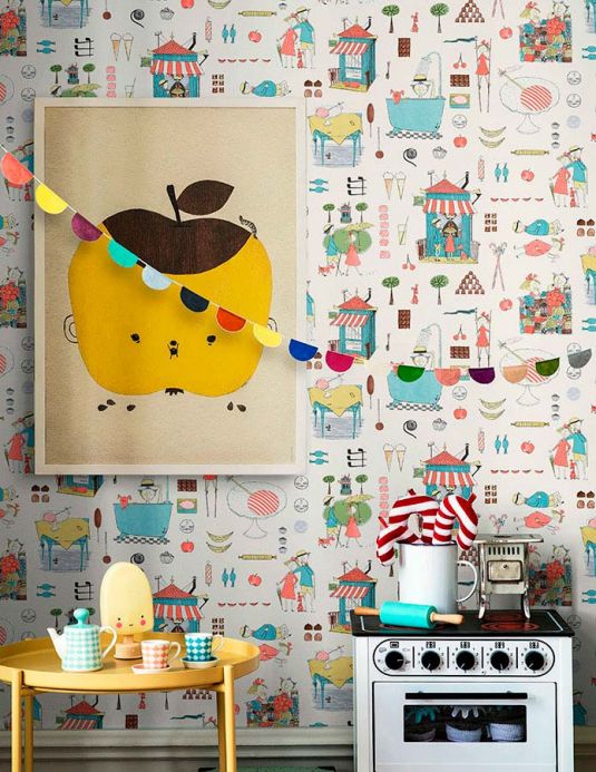 Children’s Wallpaper Wallpaper Hettie light blue Room View