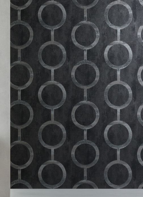 Geometric Wallpaper Wallpaper Florin black grey Room View