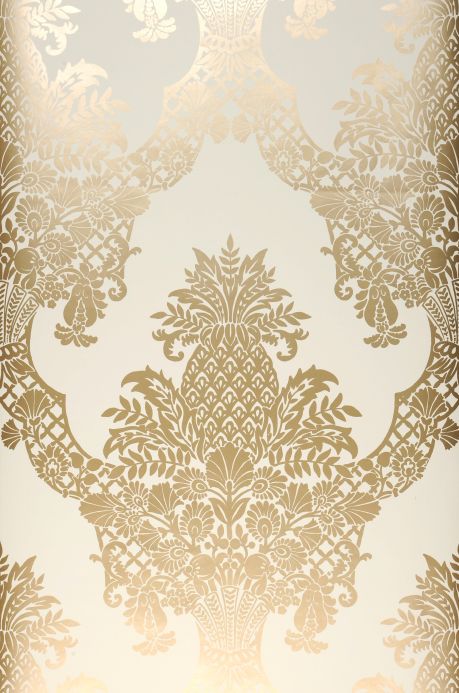 Rooms Wallpaper Pineapple Damask pearl gold Roll Width