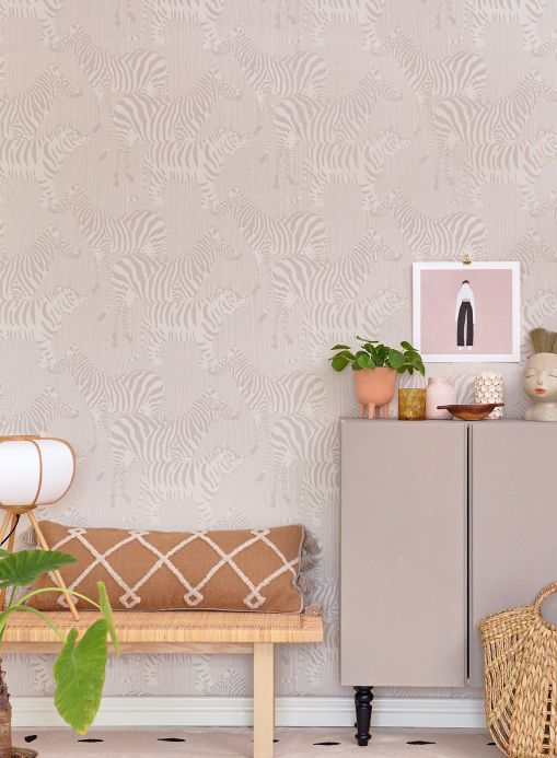 Animal Wallpaper Wallpaper Safari Stripes grey beige Room View