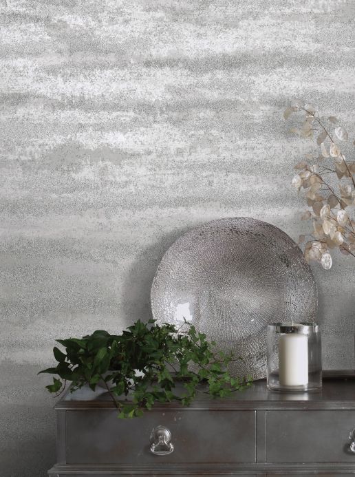 Glass bead Wallpaper Wallpaper Waft of Mist silver shimmer Room View