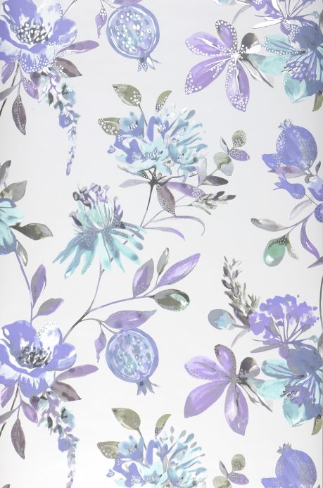 Papel pintado floral Papel pintado Candice lila azulado Ancho rollo