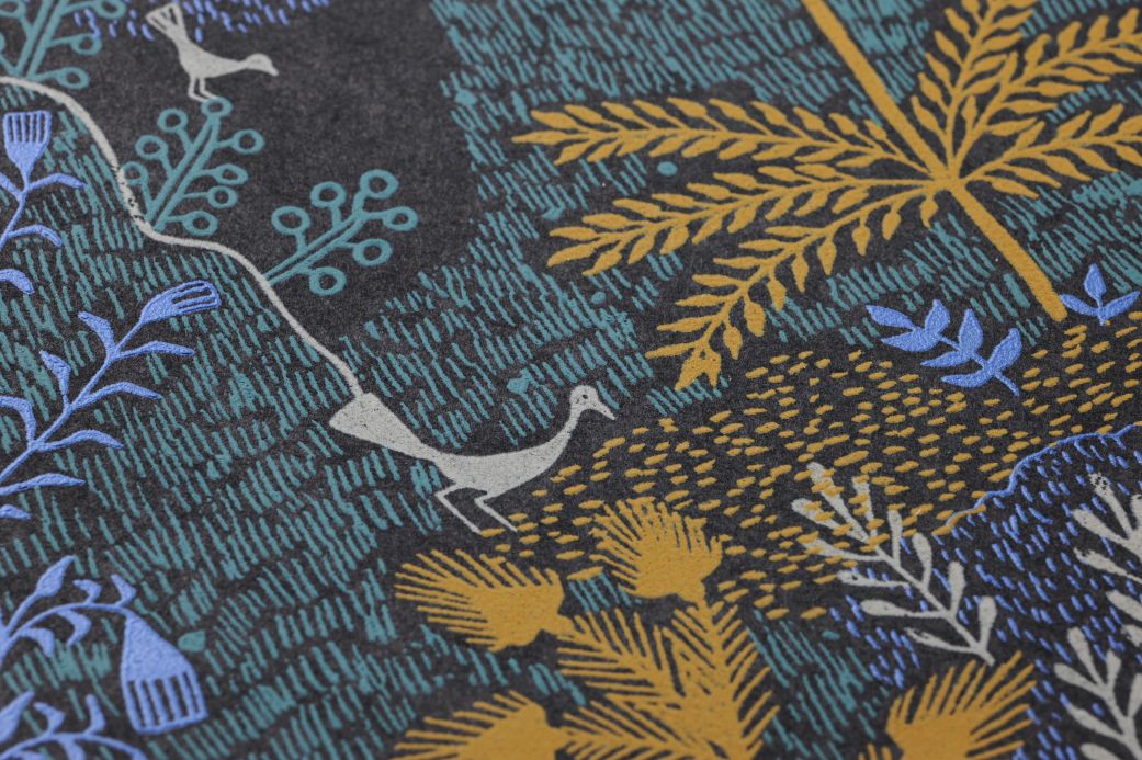 Botanische Tapeten Tapete Tammi Perlblau Detailansicht