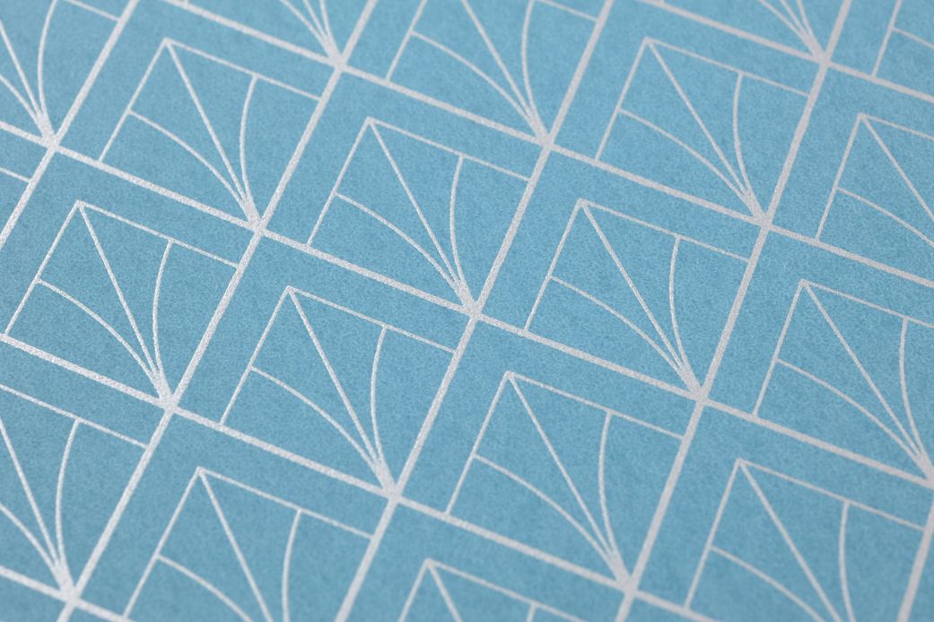 Archiv Wallpaper Catriona turquoise blue Detail View