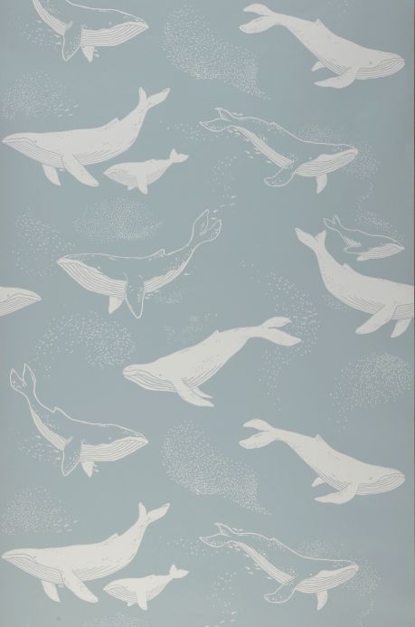 Papier peint avec des animaux Papier peint Keiko gris bleu clair Largeur de lé