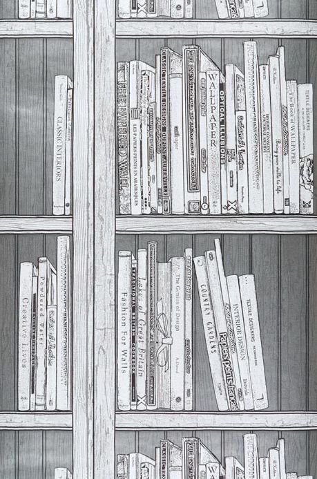 Archiv Wallpaper Bookcase grey Roll Width