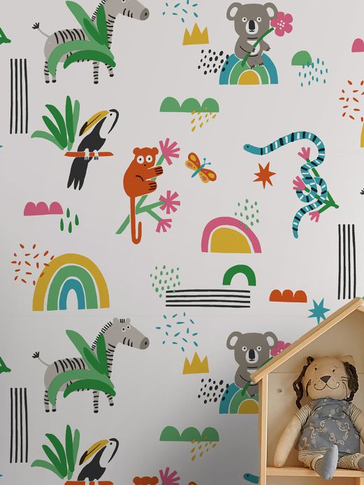 Papel pintado infantil Papel pintado Kiki multicolor Ver habitación