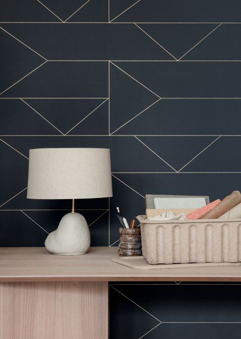 Ferm Living Wallpaper Wallpaper Lines graphite grey Room View