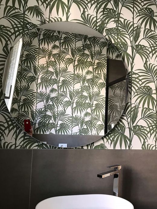 White Wallpaper Wallpaper Tatanu dark green Room View