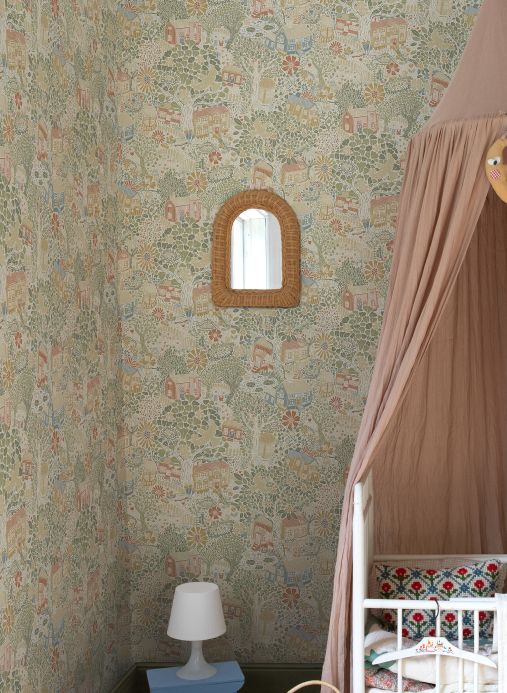 Scandinavian Wallpaper Wallpaper Birgitta cream Room View