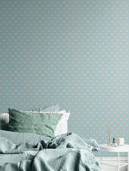All Wallpaper Allegra pastel turquoise Room View