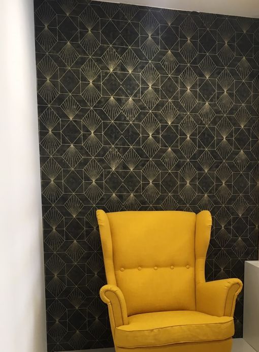 Geometric Wallpaper Wallpaper Maurus black Room View