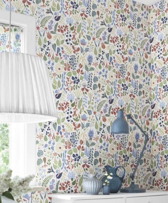 Bedroom Wallpaper Wallpaper Eurynome light blue Room View