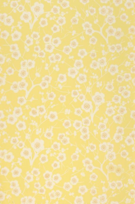 Papel de parede floral Papel de parede Laila amarelo claro Largura do rolo