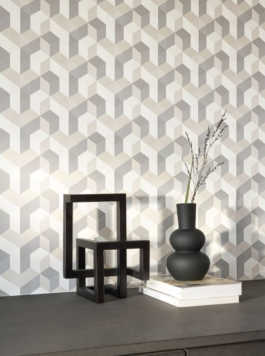 Geometric Wallpaper Wallpaper Arcus grey Room View