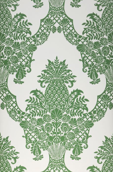 Papier peint baroque Papier peint Pineapple Damask vert Largeur de lé