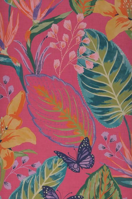 Papier peint de jungle tropicale Papier peint adhésif Exotic Escape rose vif Largeur de lé