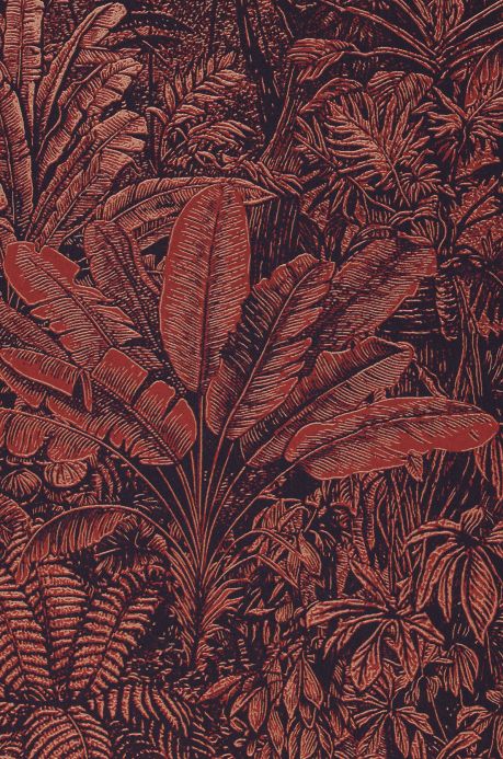 Botanical Wallpaper Wallpaper Tropicalia brown red A4 Detail