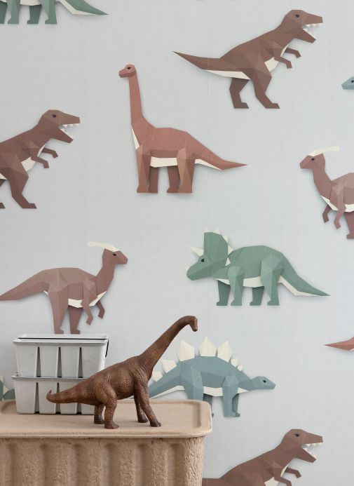 Animal Wallpaper Wall mural Dinosaur 01 light grey Room View