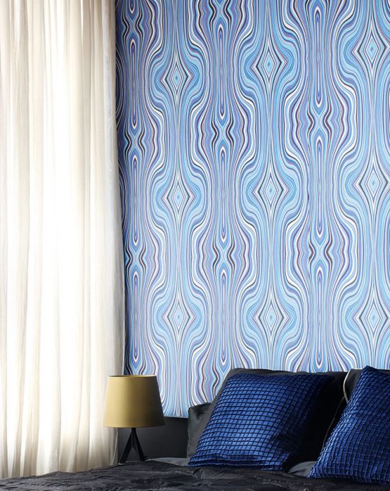 Archiv Wallpaper Mentana shades of blue Room View