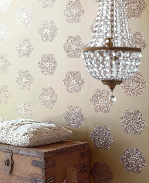 Metallic Wallpaper Wallpaper Nandi light ivory Room View