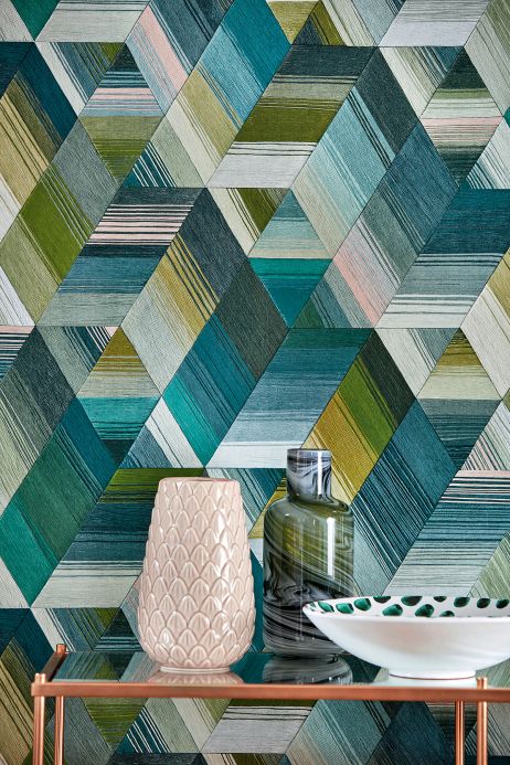 Geometric Wallpaper Wallpaper Nikita mint turquoise Room View