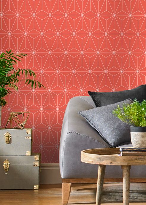 Geometric Wallpaper Wallpaper Morton orange Room View