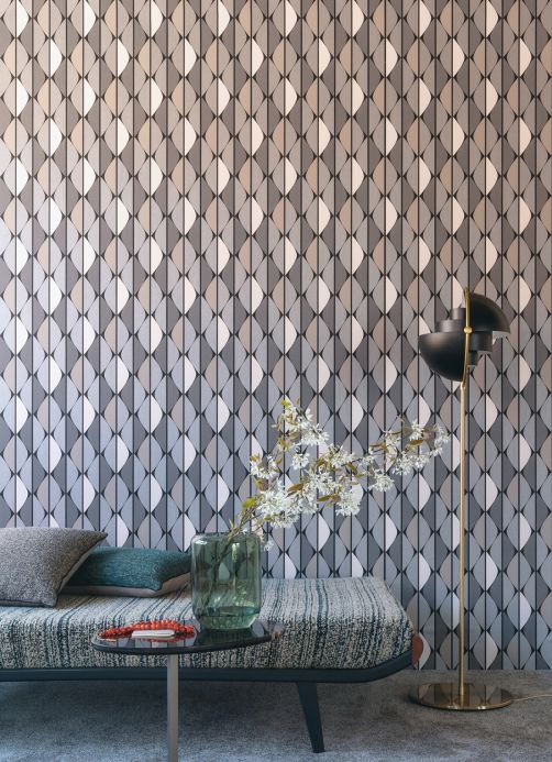 Geometric Wallpaper Wallpaper Evan grey tones Room View