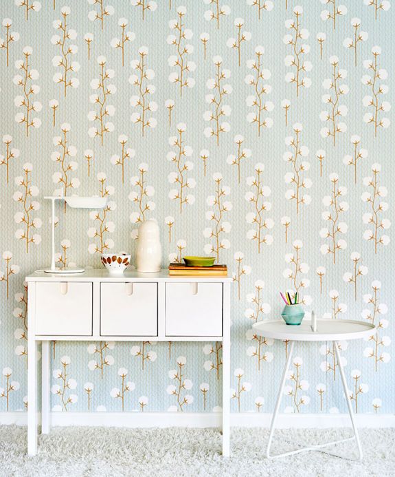 Majvillan Wallpaper Wallpaper Sweet Cotton light pastel turquoise Room View