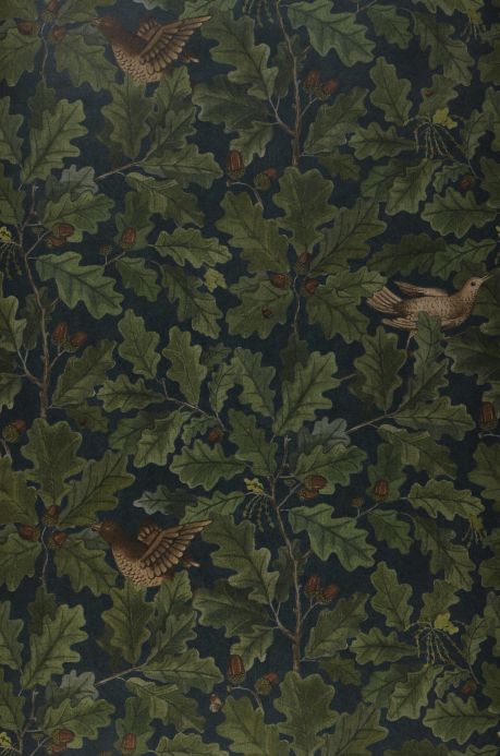 Bird Wallpaper Wallpaper In the Oak blue green Roll Width