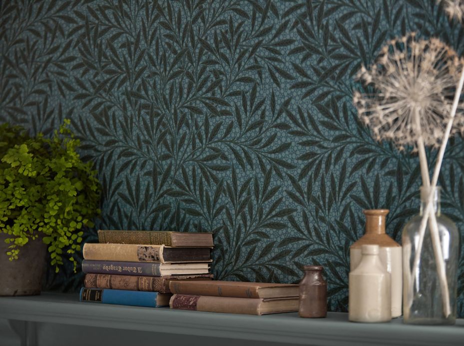 Papel de parede William Morris Papel de parede Herball cinza azulado claro Ver ambiente