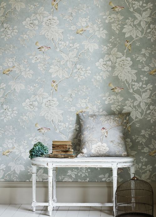 Bird Wallpaper Wallpaper Verdura cream pearl lustre Room View