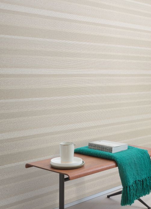 Striped Wallpaper Wallpaper Tekin beige grey Room View