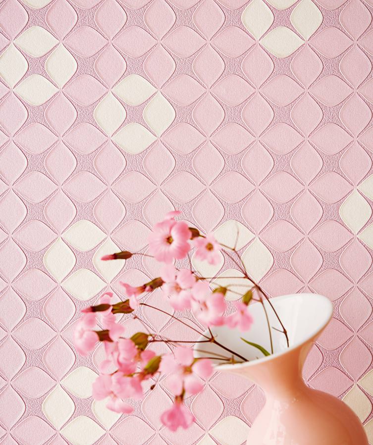 Maze Geometric wallpaper in blush pink  rose gold  I Love Wallpaper