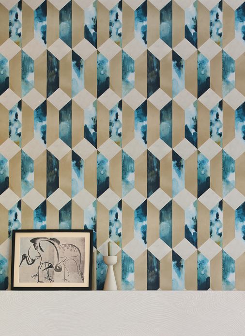 Geometric Wallpaper Wallpaper Jerom pastel turquoise Room View
