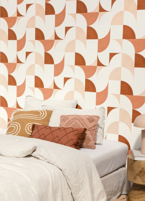 Geometric Wallpaper Wallpaper Moro copper brown Room View