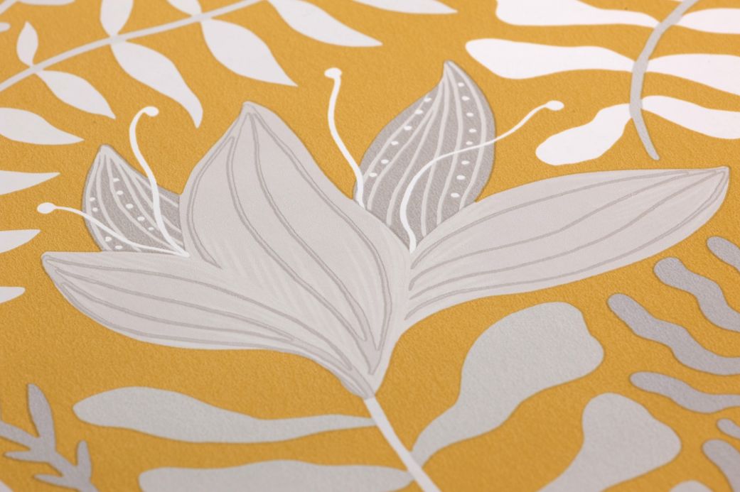 Floral Wallpaper Wallpaper Sukumala ochre yellow Detail View